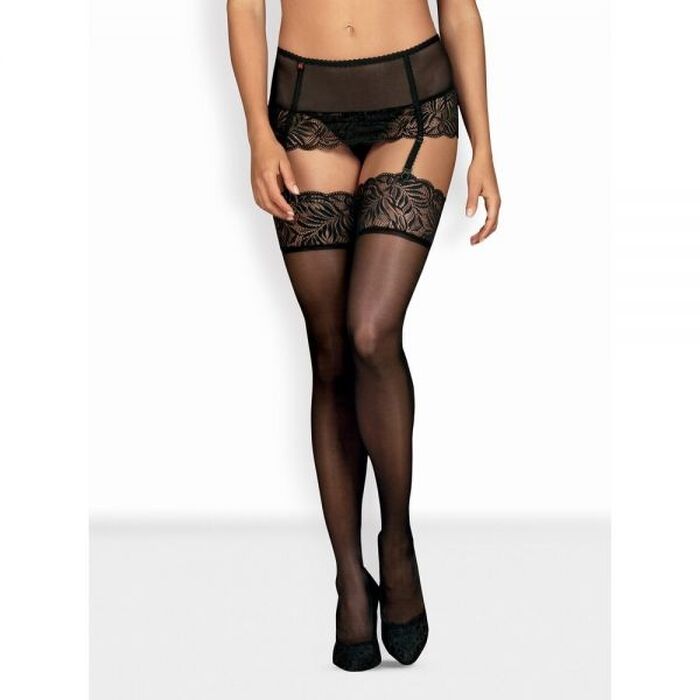 Чулки черные Obsessive Contica stockings L/XL