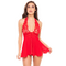 ПЕНЬЮАР 2PC LACE & MESH HALTER BABYDOLL & G-STRING SET RED, S