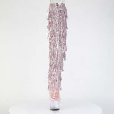 Чоботи Adore-3019C-RSF на підборах 7 дюймів, 8-шарові черевики з бахромою PF 2 3/4 дюйма, збоку блискавка, прозорі - рожеві/прозорі