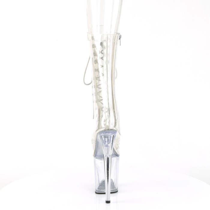 Ботинки Flamingo-1050C *8 дюймов, каблук, 4 дюйма, шнуровка спереди, полусапожки, молния сбоку, прозрачные