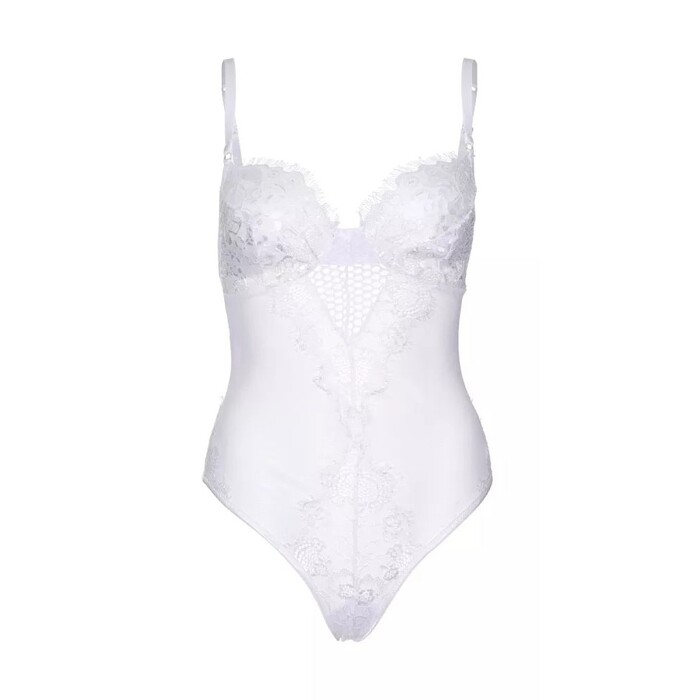 Белое кружевное боди с цветочным принтом Leg Avenue S