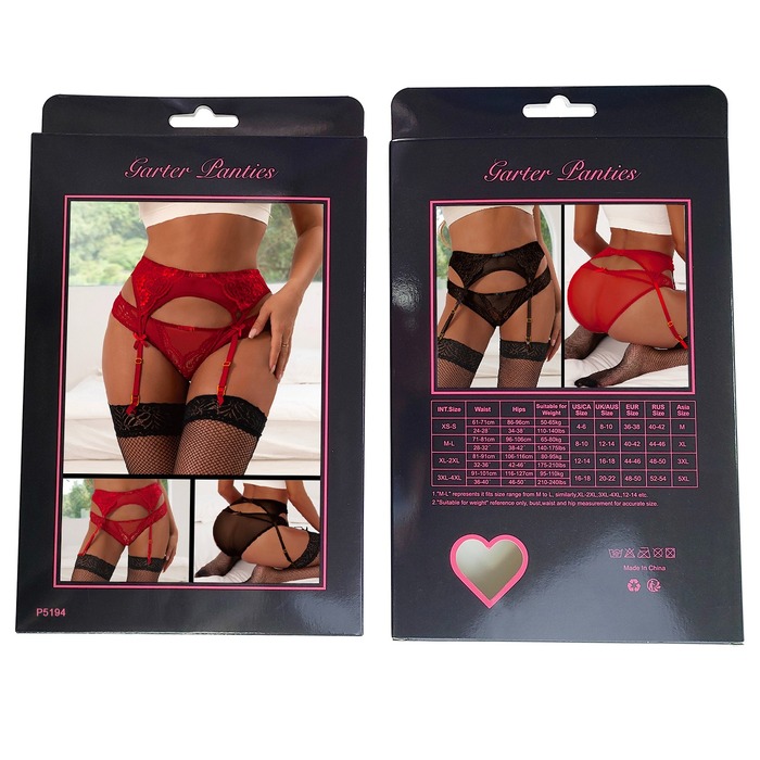 Кружевной набор Star Night трусики и пояс для чулков, черный