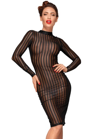 Платье прозрачное в полоску Noir Handmade F182 черное, XL