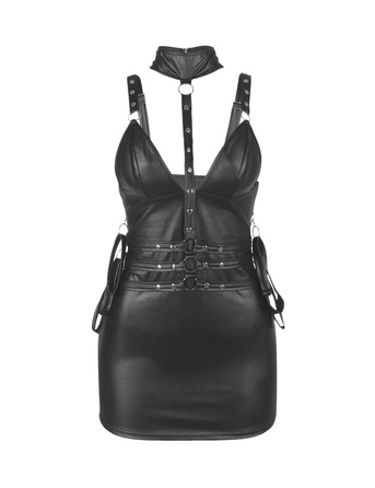 Платье из искусственной кожи и ремешками на руки и шею Star Night с трусиками, черный, М