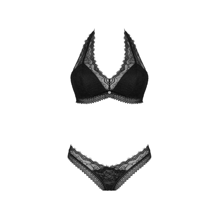 Комплект нижньої білизни Obsessive Medilla з мереживом, чорний, XS-S