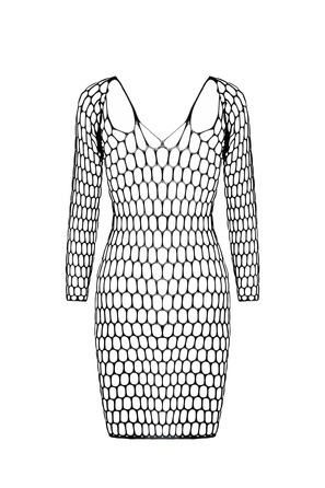 Сукня велика сітка з глибоким декольте та довгими рукавами BS093 чорний