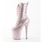 Ботинки Pleaser Flamingo-1040GP, каблук 8 дюймов, 4-дюймовые PF-ботинки со шнуровкой спереди, молния сбоку, бледно-розовый лак с блестками