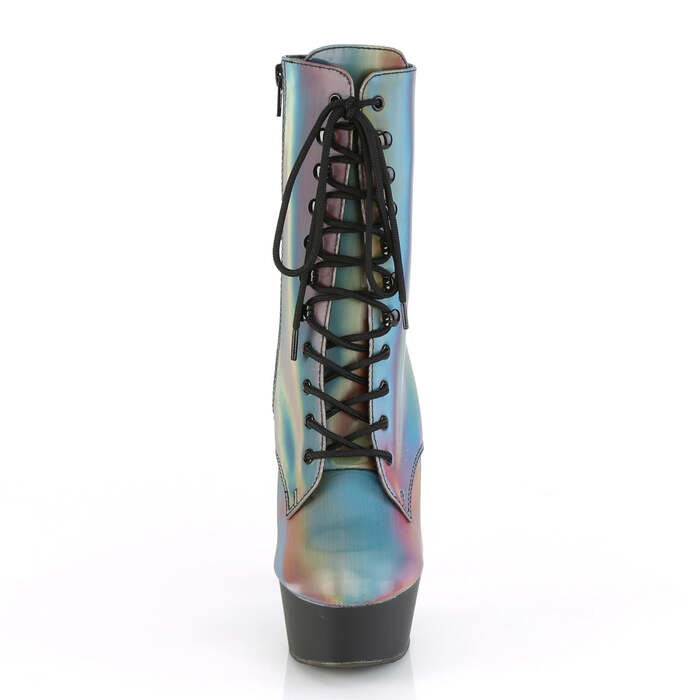 Чоботи Delight-1020REFL *6-дюймовий каблук, 1 3/4-дюймові черевики на шнурівці спереду з PF, блискавка збоку, різнокольорові/чорні
