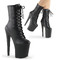 Чоботи Pleaser Boots Xtreme-1020, 8-дюймові, на шипованному каблуці, з плоским принтом, чорні, з веганської шкіри/чорні