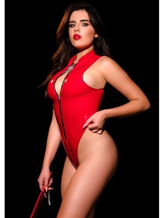 Соблазнительное глянцевое боди Oh My G! Tokyo Body с молнией спереди, красное, L/XL