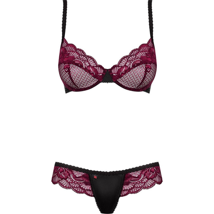 Комплект эротического белья Obsessive 842-SET-5 бордовый, S/M