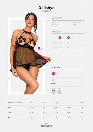 Бебідол Obsessive Delishya babydoll black S / M