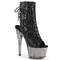 Чоботи Pleaser Adore-1018GT *7 дюймів на підборах, тоновані черевики до щиколотки з відкритим носком 2 3/4 дюйма, з блискавкою збоку, чорні/сірі