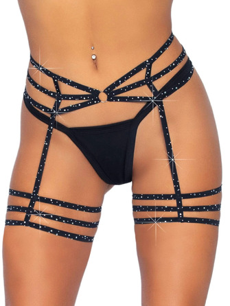 Пояс для чулок One Size Spice It Up Garter Belt от Rhinestone Leg Avenue, со стразами, черный