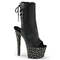 Ботинки Pleaser Stardance-1018-7, каблук 7 дюймов, PF 2 3/4 дюйма, открытый носок/пятка, молния сбоку, черная искусственная кожа/серебристый цвет