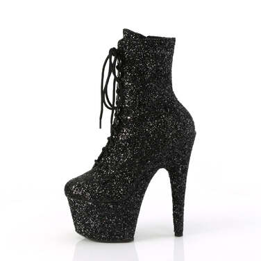 Ботильоны Adore-1020GWR *Каблук 7 дюймов, высота 2 3/4 дюйма, шнуровка, блестящие ботильоны, молния сбоку, чёрные