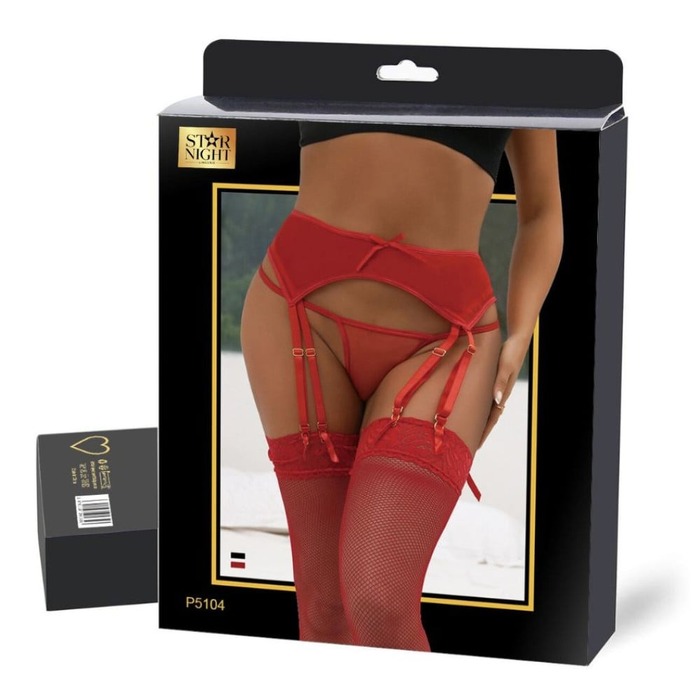 Червоні сексуальні трусики Star Night з поясом для панчіх