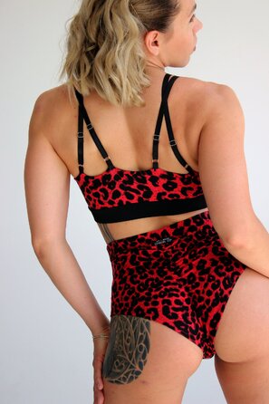 Animal Print – Високі шорти для pole dance, heels та сценічних виступів - червоний леопард
