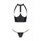 Комплект з еко-шкіри з відкритими грудьми S/M black GENEVIA SET WITH OPEN BRA- Passion