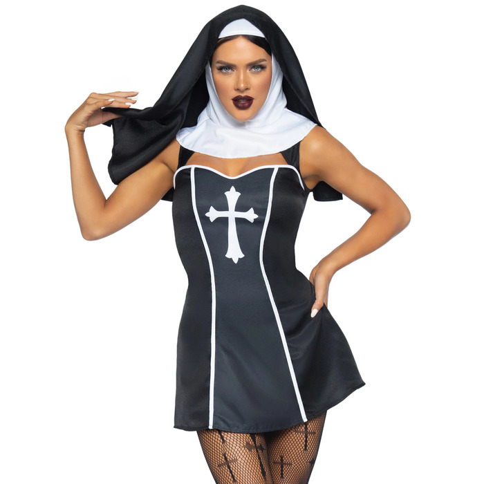 Костюм черниці Leg Avenue, XS, Naughty Nun 2 предмети, чорний