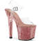 Босоніжки Pleaser Lovesick-708SG *7 дюймів на підборах, 3 1/4 дюйма з ремінцем на щиколотці PF з переливчастими блискітками, прозорі/рожеві