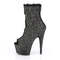 Чоботи Pleaser Adore-1031GM *7-дюймовий каблук, 2 3/4-дюймові черевики з відкритим носком, блискавка ззаду, чорна тканина/чорний
