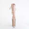 Чоботи Pleaser Flamingo-1054DC *8-дюймовий каблук, 4-дюймові PF двоколірні черевики на шнурівці до середини ікри, блискавка збоку, рум'яно-коричневі