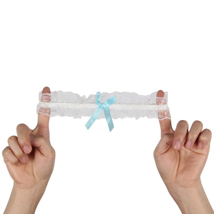 Пара белых подвязок Star Night с голубыми бантиками