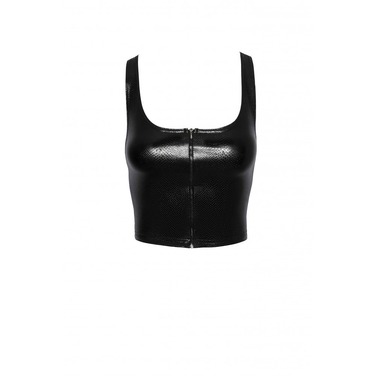Топ эротичный виниловый со змеиным тиснением размер L F275 Noir Handmade, черный