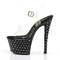 Босоніжки Pleaser Stardust-708 на підборах 7 дюймів, 2 3/4 дюйма з шипами R/S та ремінцем на щиколотці, прозорі/чорні