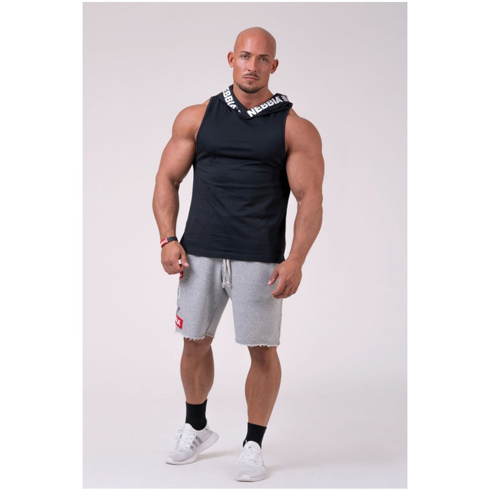 Майка с капюшоном NEBBIA NO EXCUSES Tank Top with a Hoodie 173 black