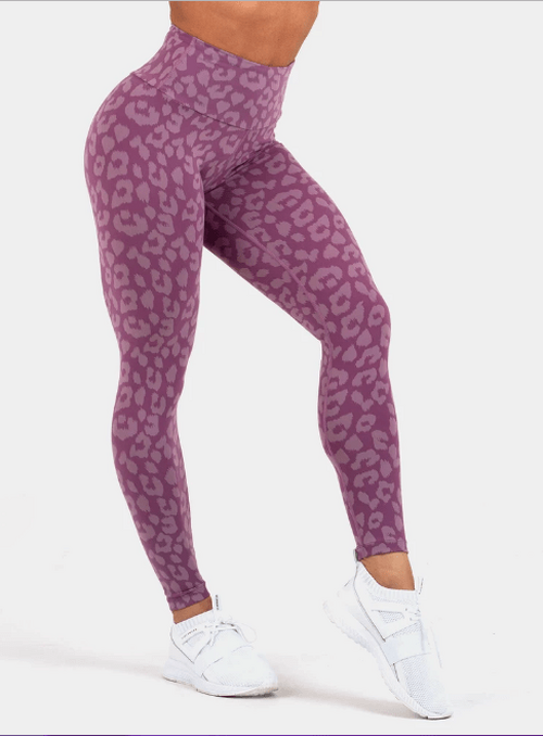 Женские лосины для тяжелой атлетики Ryderwear Instinct Scrunch Leopard Purple