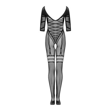 Бодистокниг в сетку с имитацией шнуровки и открытым доступом Obsessive G329 черный, S/M/L