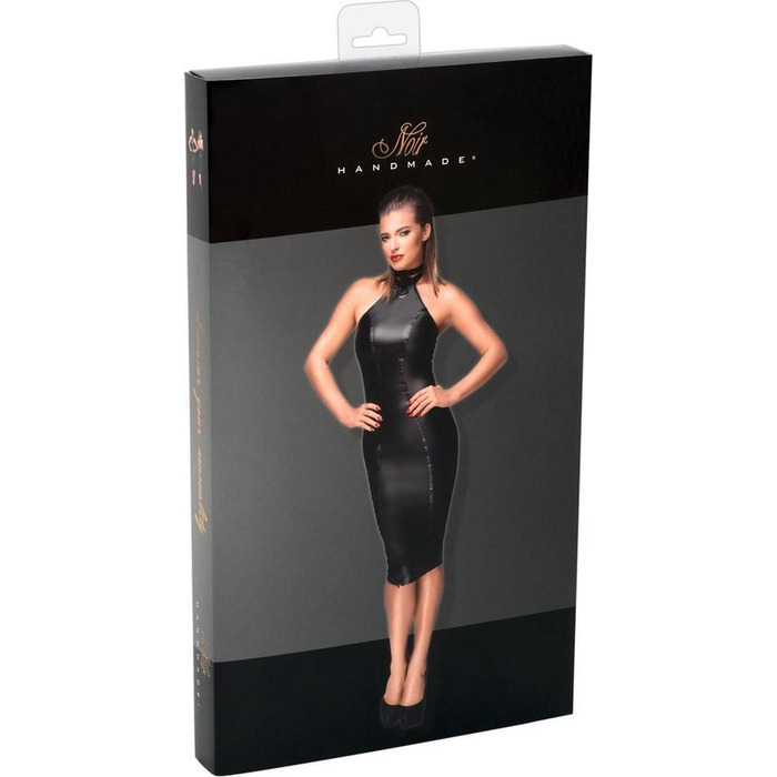 Платье с чокером Noir Handmade F160 из винила, черное, XXL