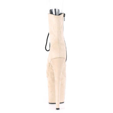 Ботинки Flamingo-1021FS. Каблук 8 дюймов, 4-дюймовый PF-ботинок с открытым носком, шнуровкой и боковой молнией. Бежевый.