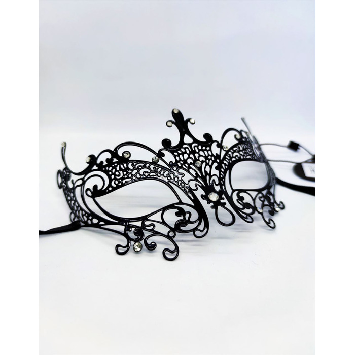 Изящная маска на глаза в венецианском стиле DS Fetish Eye Мask из металла, черная