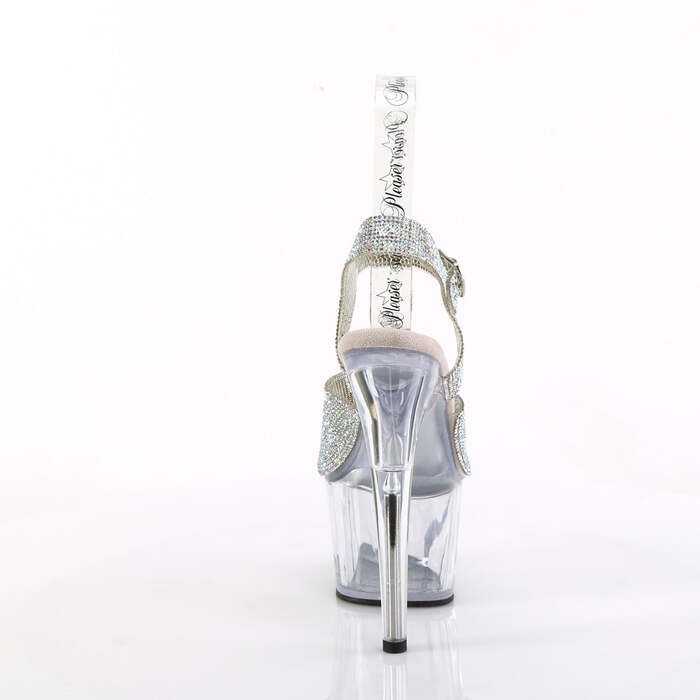 Босоніжки Adore-708N-RS на підборах 7 дюймів, 2 3/4 дюйма PF RS з прикрашеним ремінцем на щиколотці, срібні стрази/прозорі