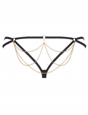 Трусики стрінги з ланцюжками Obsessive Pantheria thong black S/M