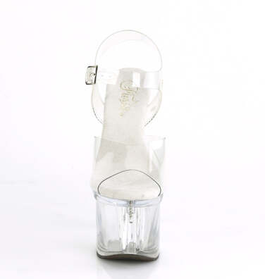 Босоніжки Esteem-708 на підборах 7 дюймів, босоніжки з ремінцем на щиколотці 3 дюйми, прозорі