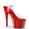Босоніжки Pleaser Adore-708 на підборах 7 дюймів, ремінець на щиколотці 2 3/4 дюйма з хромованим покриттям Btm, прозорий/червоний хром