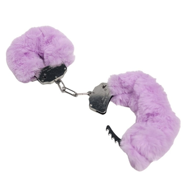 Наручники метал із хутром Plush handcuffs, фіолетові
