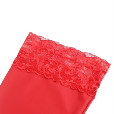 Панчохи еластичні Star Night з мереживною коронкою, червоні, XS-L