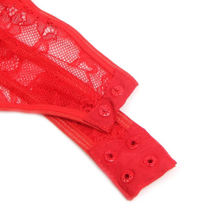 Боди с подвязками для чулок Star Night и атласными лентами на руки, красный, S