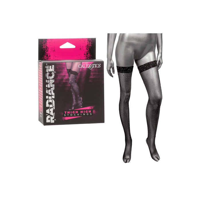 Чулки в мелкую сетку со стразами CalExotics, черный