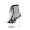 Чоботи Pleaser Adore-1021RM на підборах 7 дюймів, чоботи на шнурівці з відкритим носком 2 3/4 дюйма, блискавка збоку, чорна сітка зі стразами/прозорі