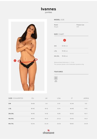 Трусики напівпрозорі з мереживом Obsessive Ivannes чорний, S/M