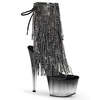 Ботильоны Adore-1017RSFT с каблуком 7 дюймов, открытым носком и пяткой 2 3/4 дюйма, шнуровкой и бахромой, прозрачный/черный