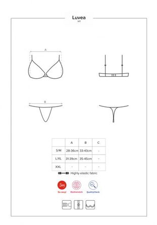 Комплект мереживний Obsessive Luvae чорний, S/M