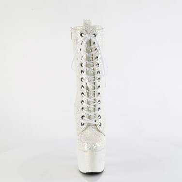 Ботильоны Adore-1040-IG *7 дюймов, каблук, 2 3/4 дюйма, голографическая отделка, шнуровка, блестки, молния сбоку, белые