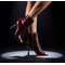 Профессиональные ботильоны для High Heels из натуральной кожи, лаковые, цвет «Бордо» — танцевальная обувь с открытым носком и шнуровкой